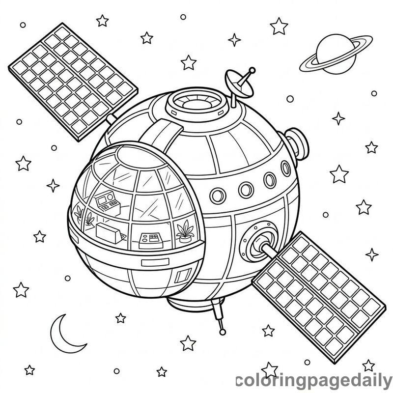 Spherical Space Habitat Station - Colored reference example