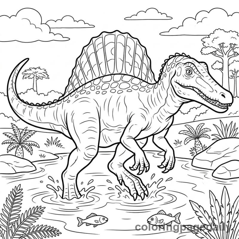 Spinosaurus In Water - Colored reference example
