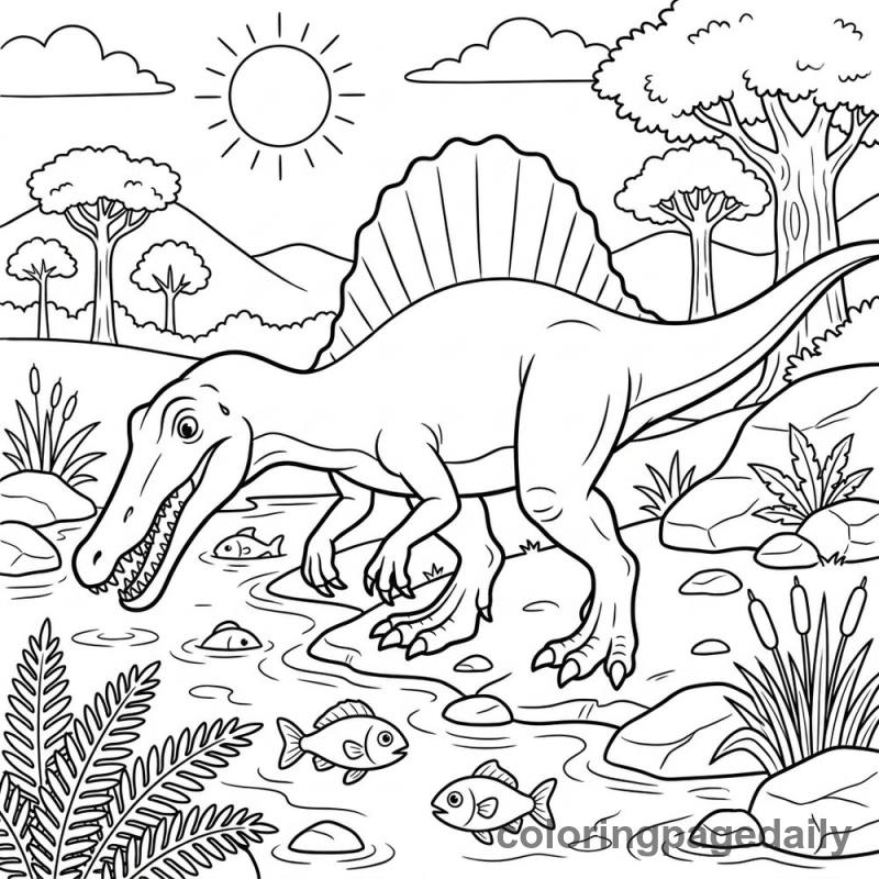 Spinosaurus River Fishing - Colored reference example