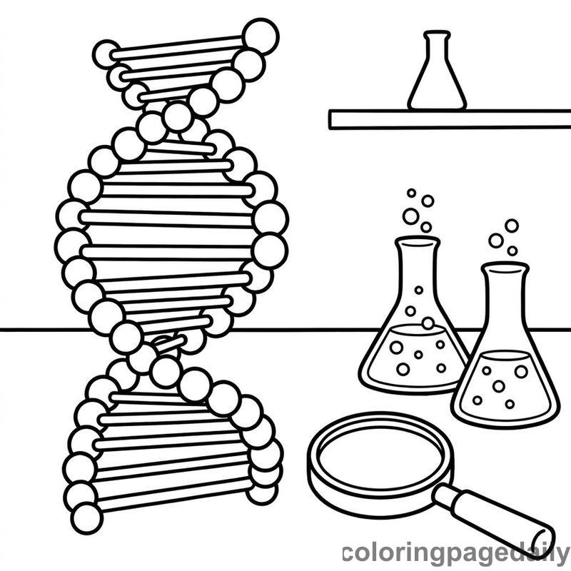 Spiral DNA Science Model - Daily printable coloring page in Robots and STEM category