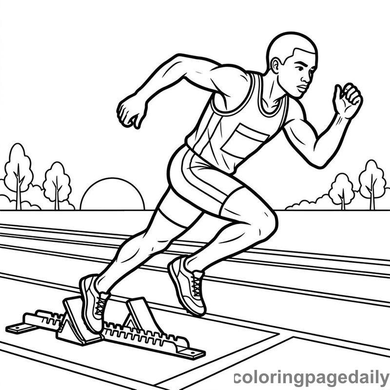 Sprinter Leaving Starting Blocks - Colored reference example