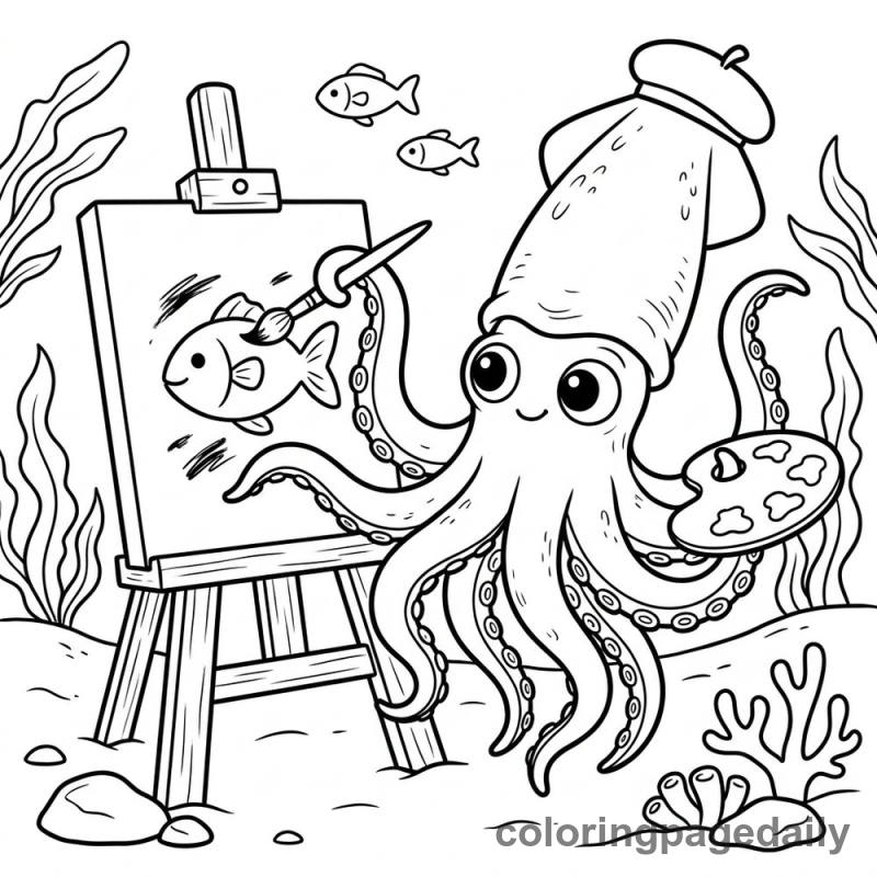 Squid Underwater Artist - Colored reference example