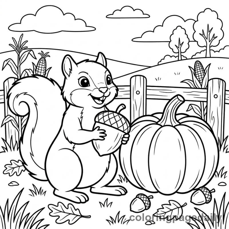 Squirrel Harvest Gathering - Colored reference example