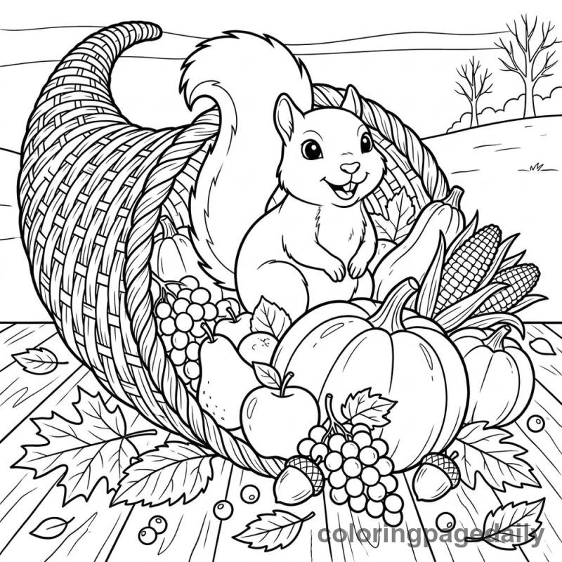 Squirrel Inside Cornucopia - Colored reference example