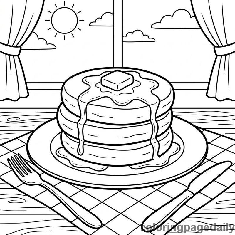 Stack Of Fluffy Pancakes - Colored reference example