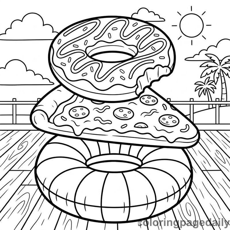 Stacked Summer Pool Floats - Colored reference example