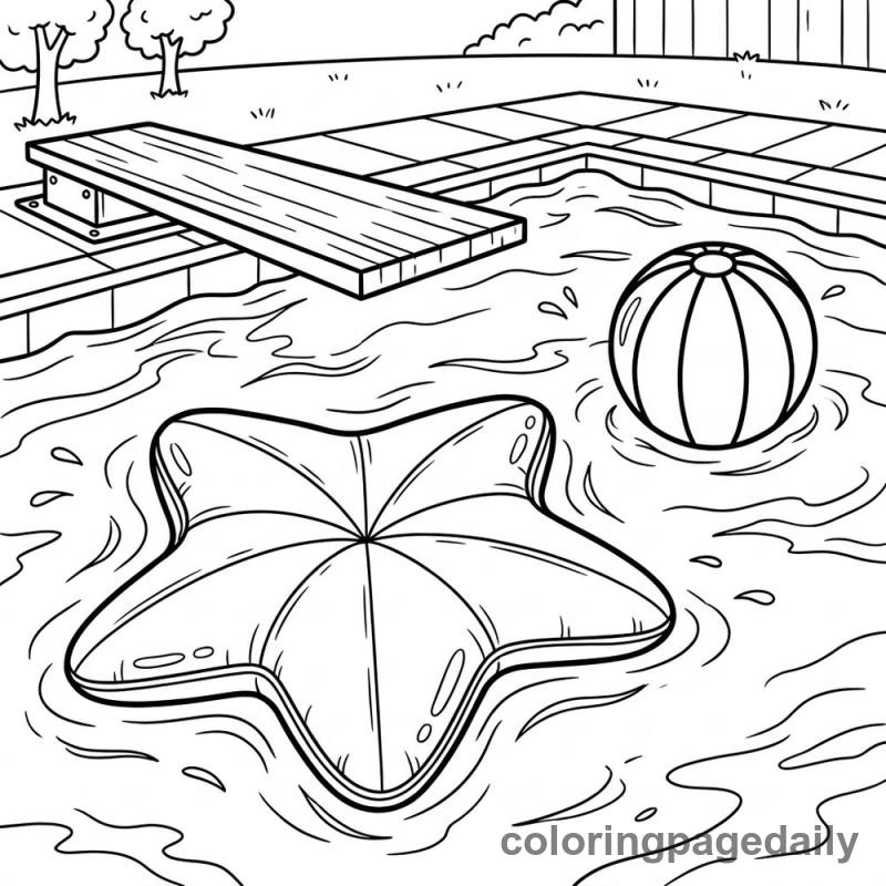 Star Float By Diving Board - Daily printable coloring page in Summer Vacation category