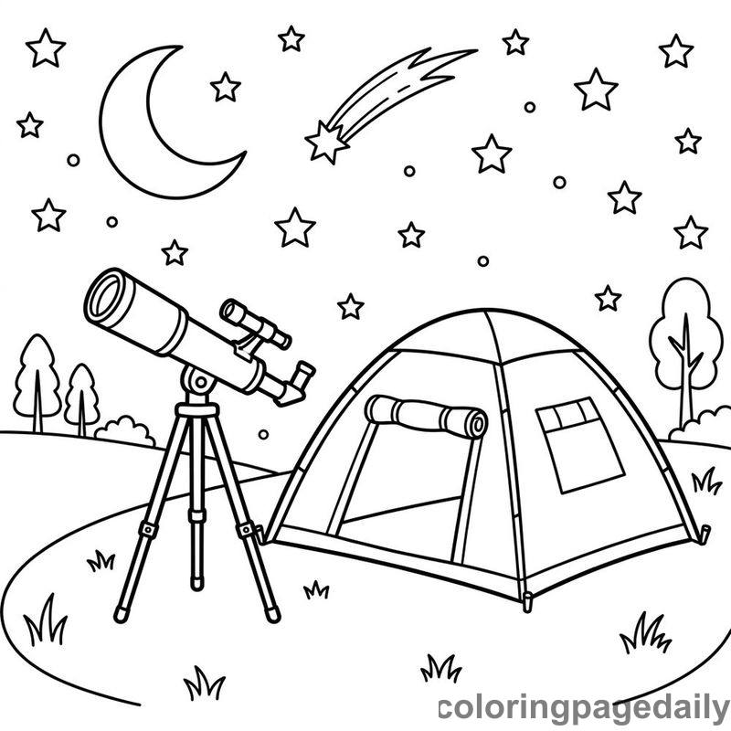 Stargazing Camp On A Hill - Colored reference example