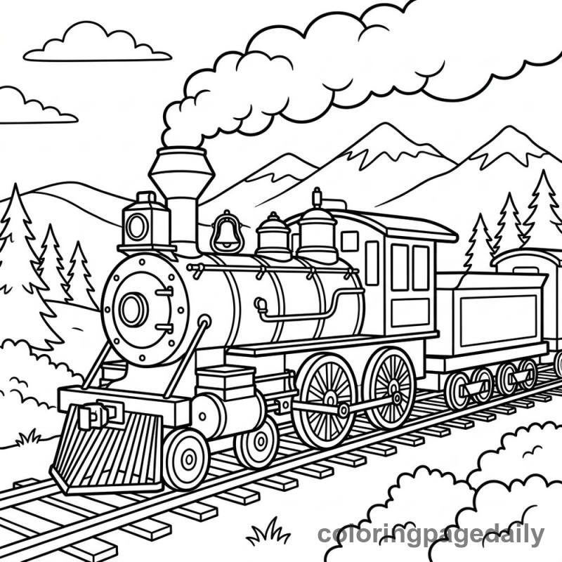 Steam Train Journey - Daily printable coloring page in Vehicle category