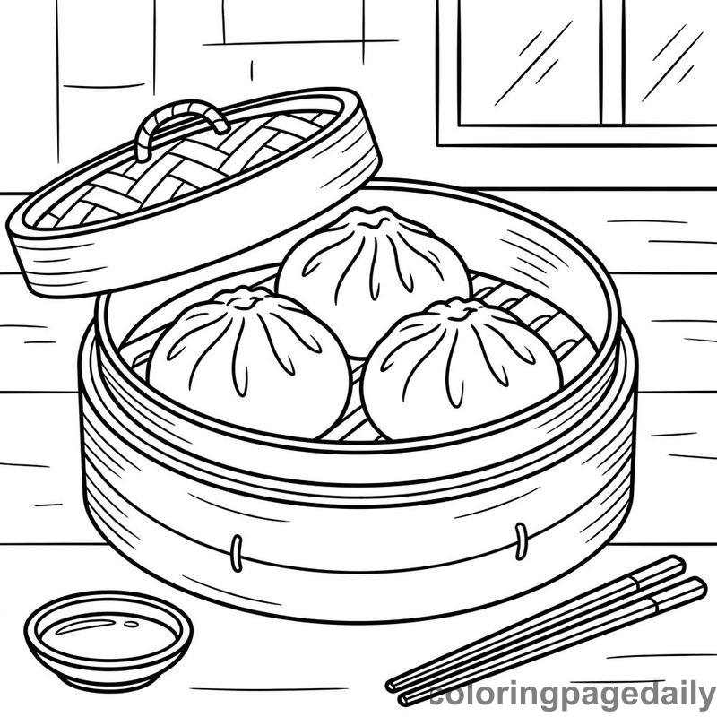 Steamed Baozi Buns - Colored reference example