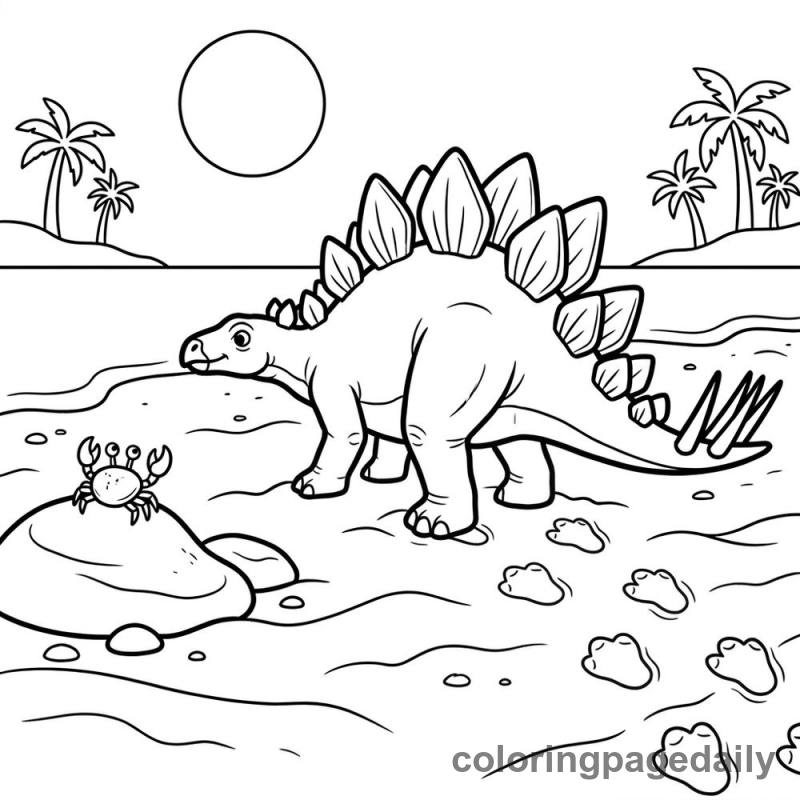 Stegosaurus Beach Footprints - Colored reference example