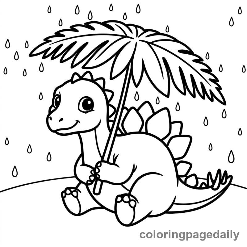Stegosaurus Leaf Umbrella - Daily printable coloring page in Dinosaur category