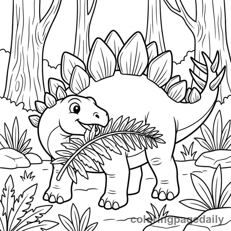 Stegosaurus Lunch Time - Colored reference example