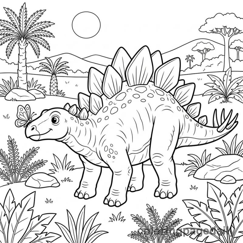 Stegosaurus Meets Butterfly - Colored reference example