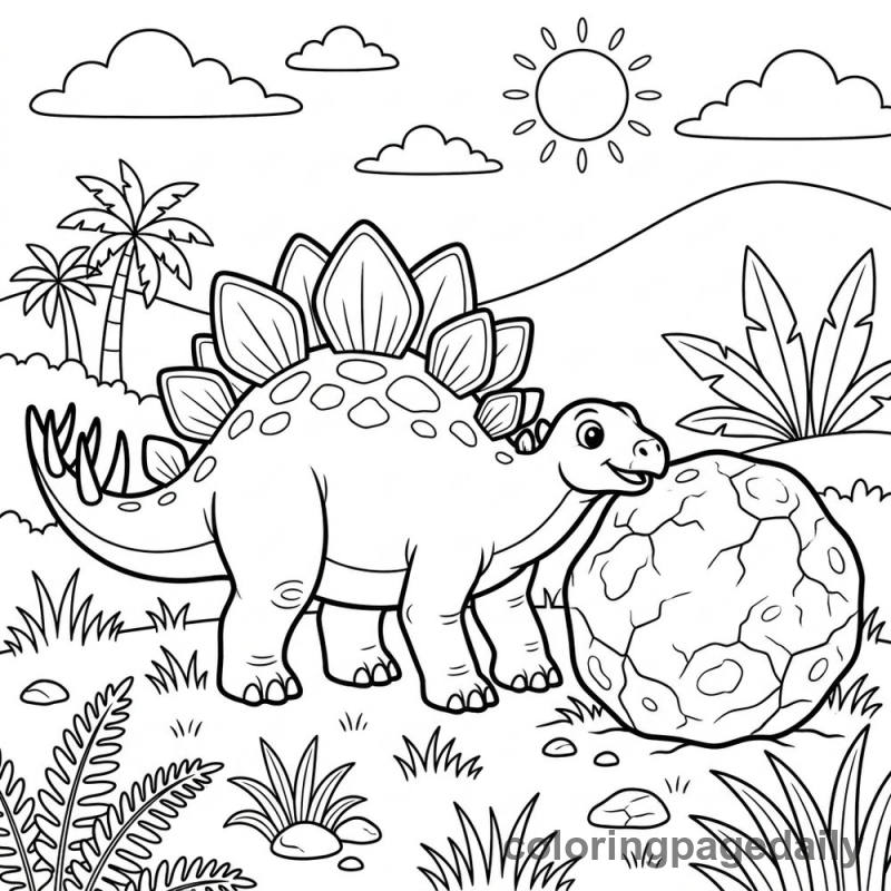 Stegosaurus Playing Ball - Colored reference example