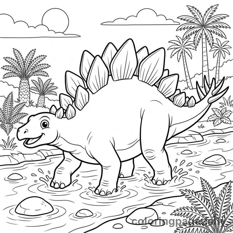 Stegosaurus River Crossing - Colored reference example