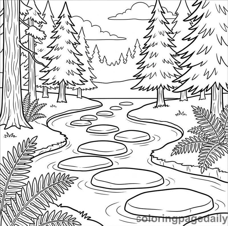 Stepping Stones Across Forest Creek - Colored reference example