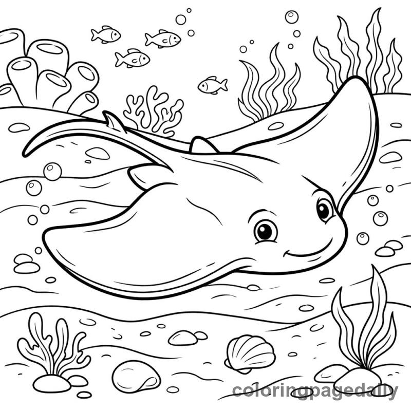 Stingray Gliding Ocean - Colored reference example