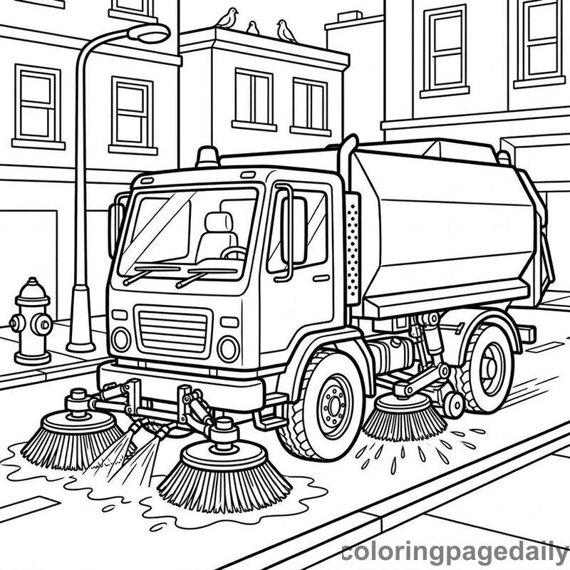 Street Sweeper Truck Working - Colored reference example