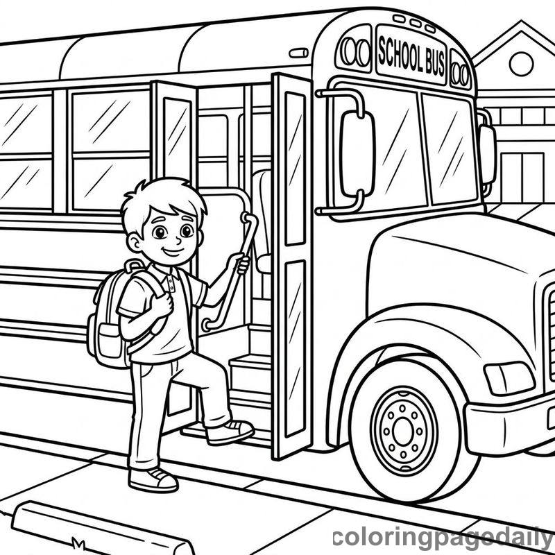 Student Boarding The School Bus - Colored reference example