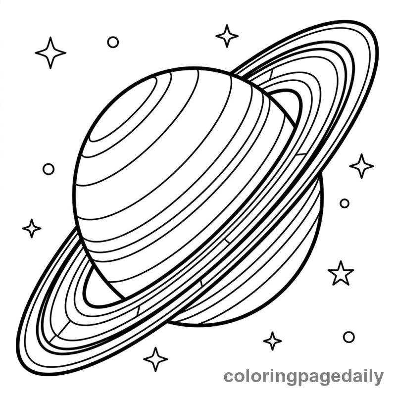 Stunning Saturn's Rings - Daily printable coloring page in Space category