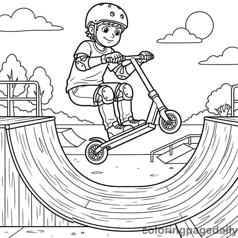 Stunt Scooter Halfpipe Jump - Colored reference example