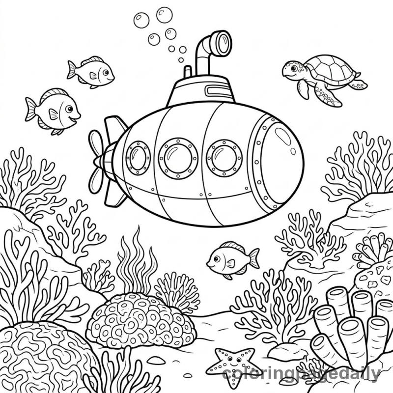 Submarine Exploring the Reef - Colored reference example