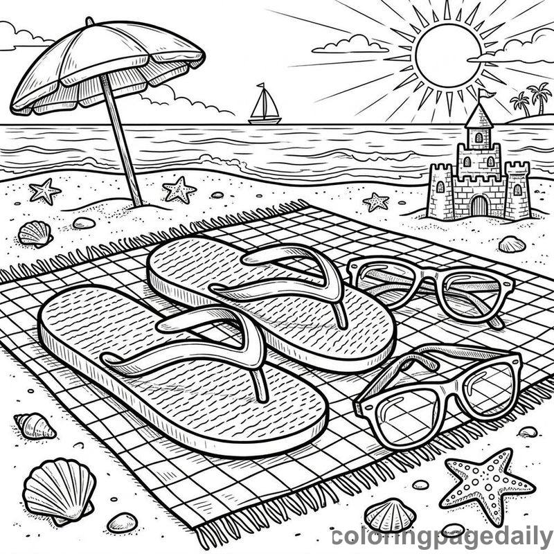Summer Beach Flip Flops - Colored reference example