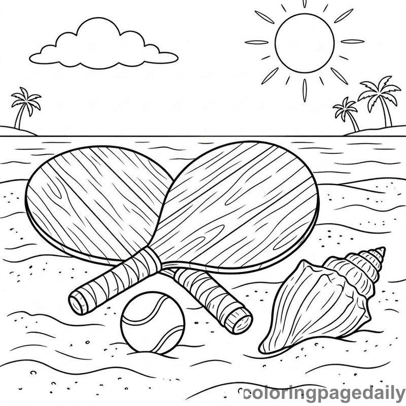 Summer Beach Paddleball Set - Colored reference example