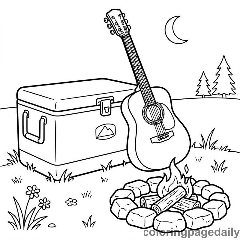 Summer Campfire Acoustic Guitar - Colored reference example