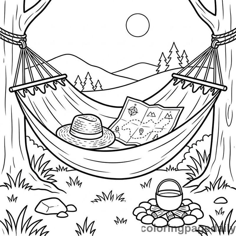 Summer Camping Hammock Rest - Colored reference example
