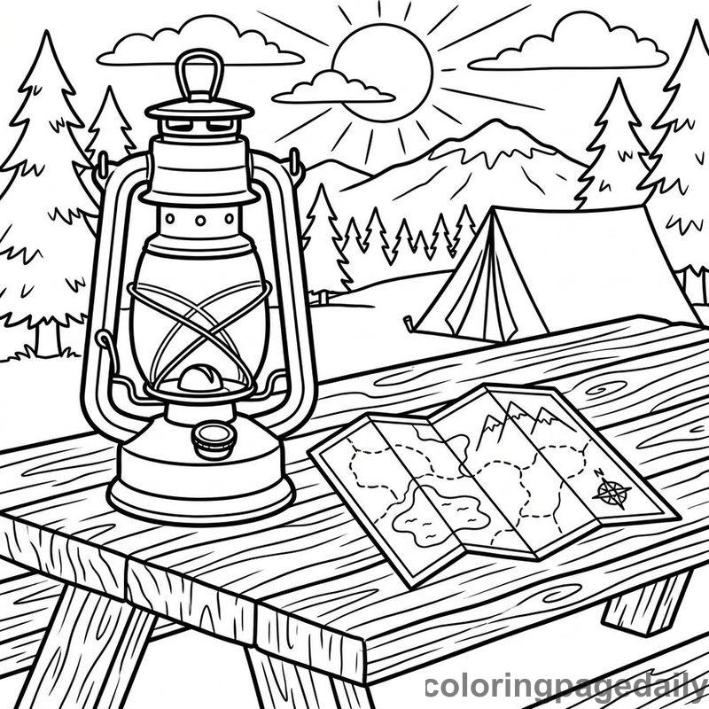 Summer Camping Map Planning - Daily printable coloring page in Summer Vacation category