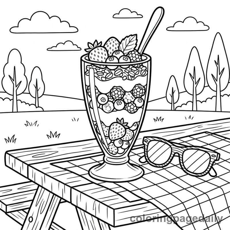 Summer Fruit Berry Parfait - Colored reference example