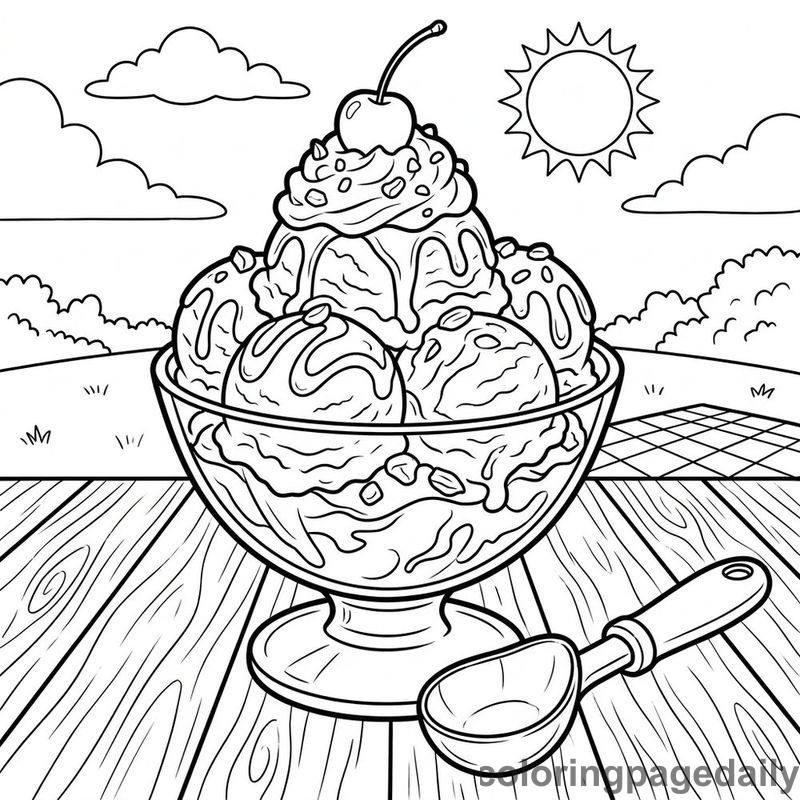 Summer Ice Cream Sundae - Colored reference example