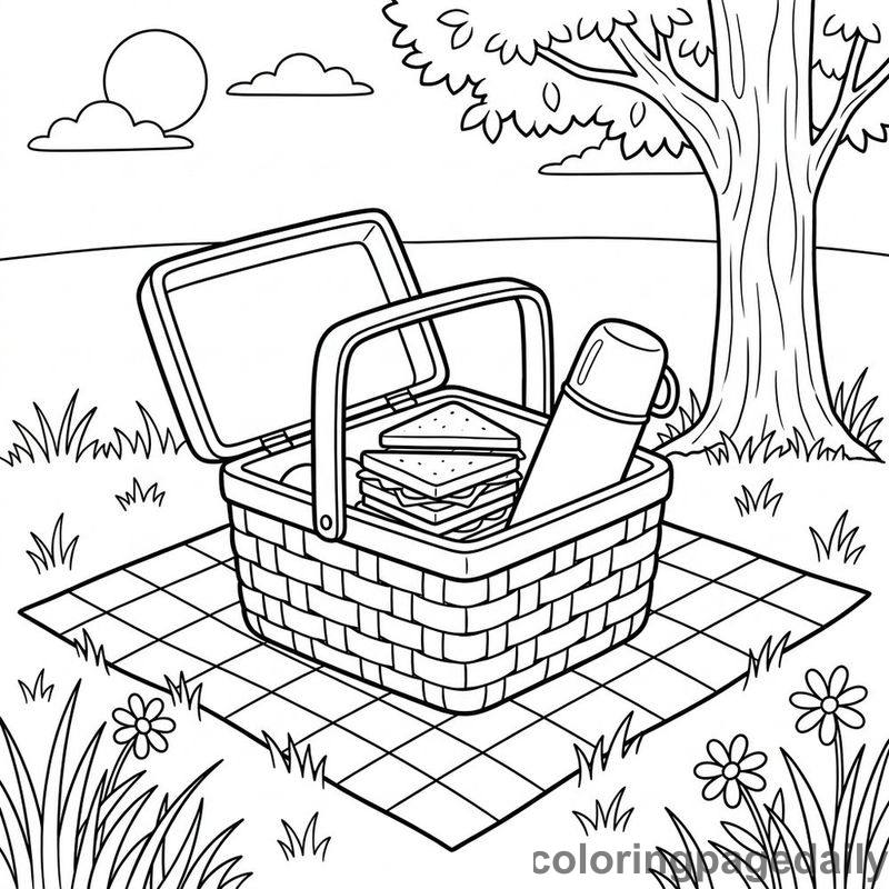 Summer Park Picnic Basket - Colored reference example