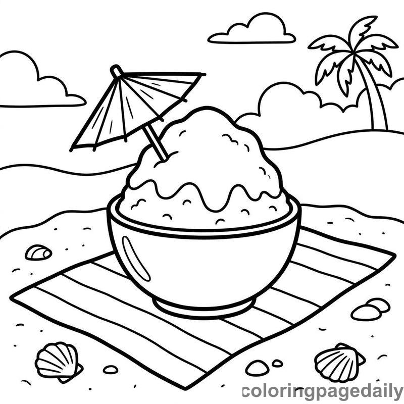 Summer Shaved Ice Dessert - Colored reference example