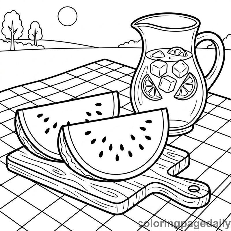 Summer Watermelon Picnic Slice - Colored reference example