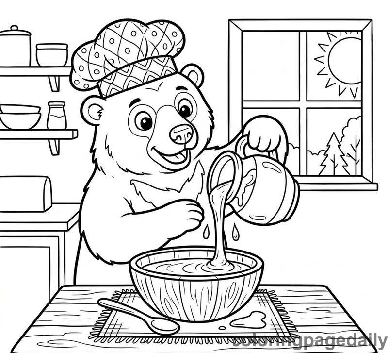 Sun Bear Pouring Honey - Colored reference example