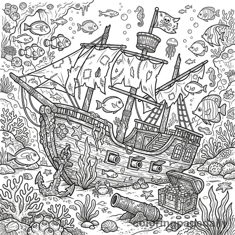 Sunken Pirate Ship - Colored reference example
