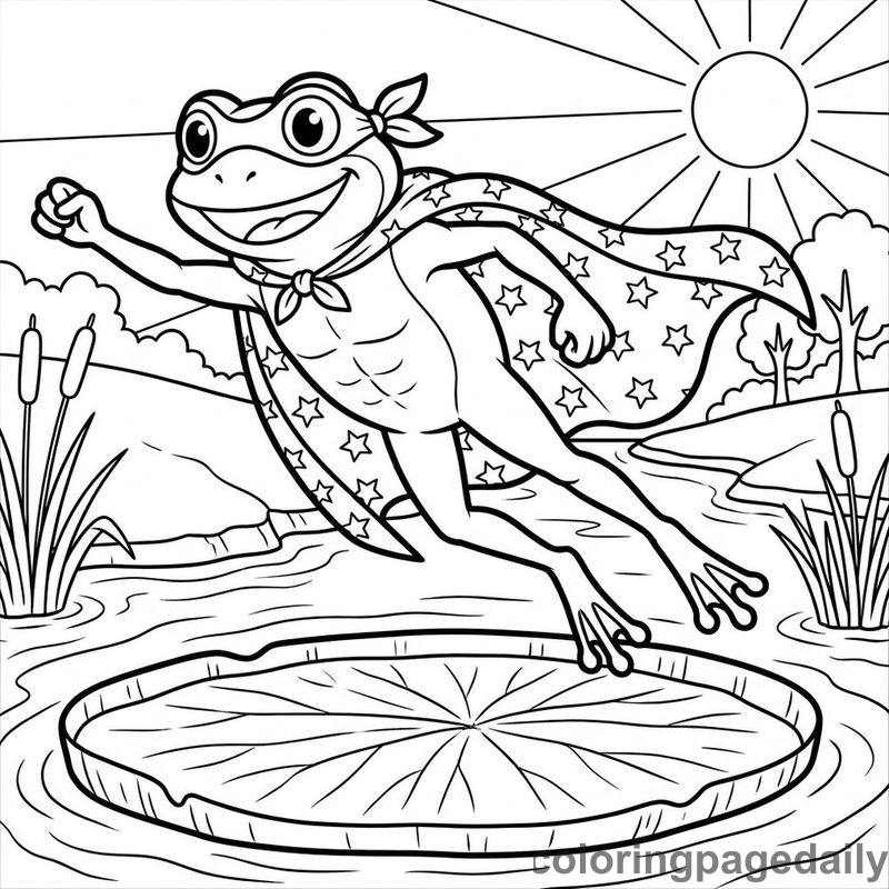 Superhero Frog High Leap - Colored reference example