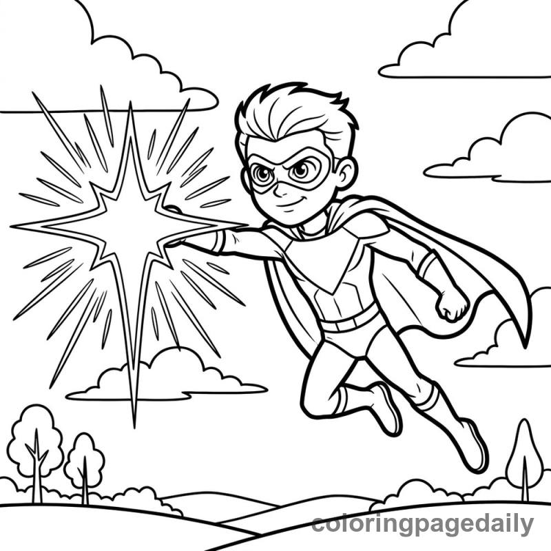Sam’s Super Star Shield Adventure - story illustration coloring page
