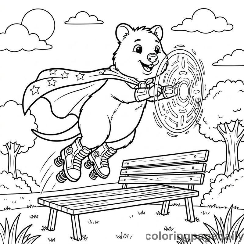 Superhero Quokka Park Jump - Colored reference example