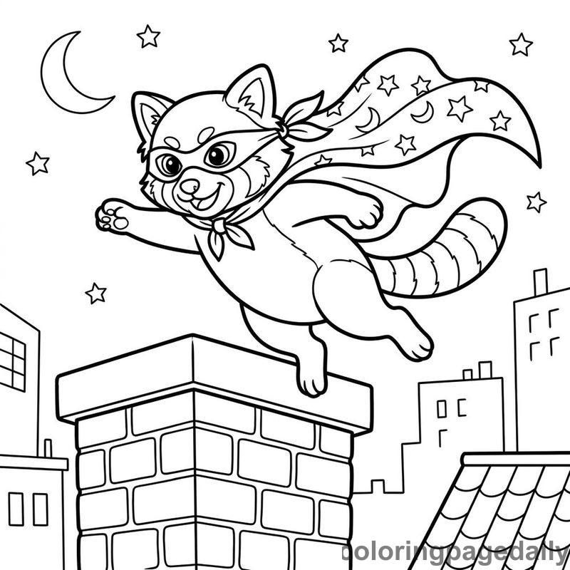 Superhero Red Panda Leaping - Colored reference example