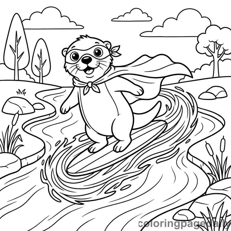 Superhero Sea Otter Surfing - Colored reference example