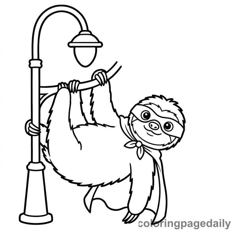 Superhero Sloth Hanging - Colored reference example