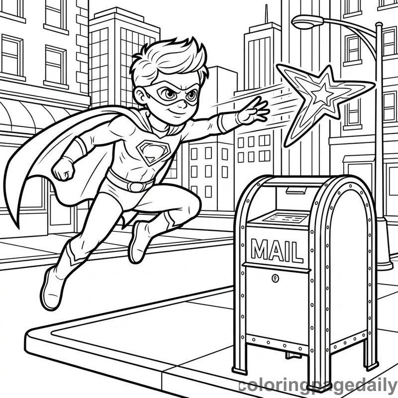 Superhero Throwing Star Boomerang - Daily printable coloring page in Superheroes and Action category