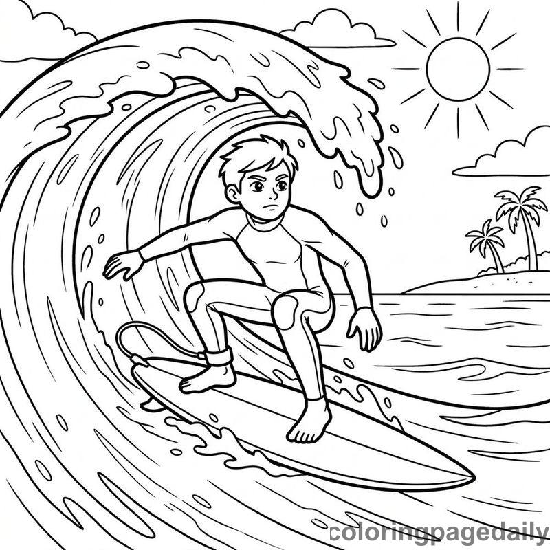 Surfer Riding A Wave - Colored reference example