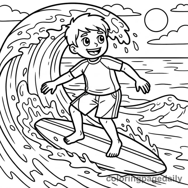 Surfer Riding Wave - Colored reference example
