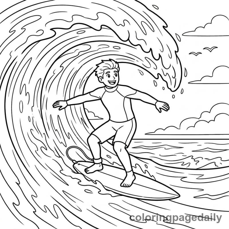 Surfer Riding Wave - Colored reference example