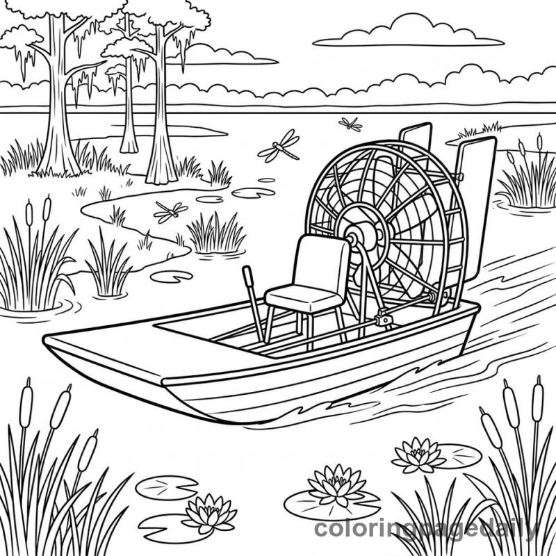 Swamp Airboat Gliding - Colored reference example